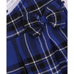 Babyhug 100% Cotton Woven Yarn Dyed Full Sleeves Inner Tee with Dress Checkered with Bow Applique - Blue & White - Image 13