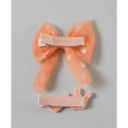 Babyhug Bow Hair Clip Set of 2 Pieces - Orange - Image 3