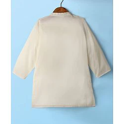 Babyhug Cambric Full Sleeves Solid Kurta Dhoti Set with Embroidered Jacket - Offwhite - Image 3