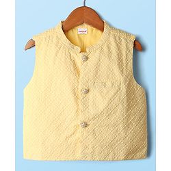 Babyhug Cambric Full Sleeves Solid Kurta Dhoti Set with Embroidered Jacket - Offwhite - Image 4