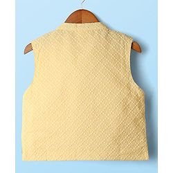 Babyhug Cambric Full Sleeves Solid Kurta Dhoti Set with Embroidered Jacket - Offwhite - Image 5