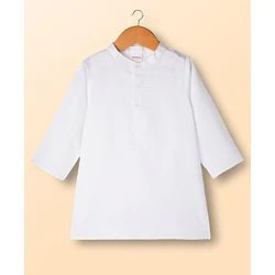 Babyhug Cambric Woven Full Sleeves Kurta Dhoti Set with Jacket & Floral Print - White - Image 4