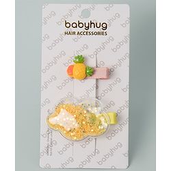 Babyhug Cloud & Pineapple Hair Clips Pack of 2 - Yellow - Image 4