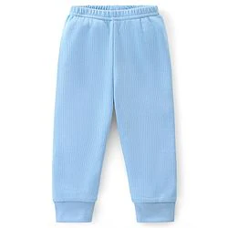 Babyhug Cotton Full Length Thermal Leggings Solid- Blue - Image 4