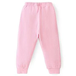 Babyhug Cotton Full Length Thermal Leggings Solid Colour - Pink - Image 5