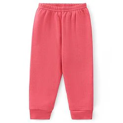 Babyhug Cotton Full Length Thermal Leggings Solid- Pink - Image 13