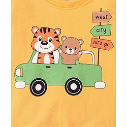Babyhug Cotton Full Sleeves Graphic Tiger Print Sweatshirts Pack of  2 - White Melange & Yellow - Image 13