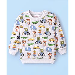 Babyhug Cotton Full Sleeves Graphic Tiger Print Sweatshirts Pack of  2 - White Melange & Yellow - Image 4