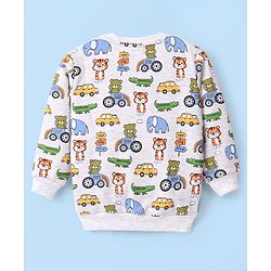 Babyhug Cotton Full Sleeves Graphic Tiger Print Sweatshirts Pack of  2 - White Melange & Yellow - Image 5