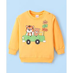 Babyhug Cotton Full Sleeves Graphic Tiger Print Sweatshirts Pack of  2 - White Melange & Yellow - Image 9