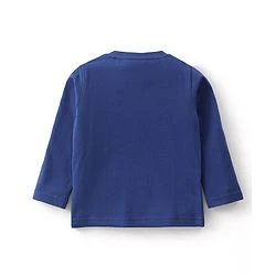 Babyhug Cotton Full Sleeves Night Suit Stars & Mickey Mouse Print- Blue - Image 3