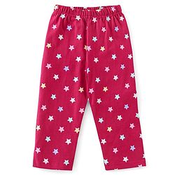 Babyhug Cotton Full Sleeves Night Suit Stars Print- Pink - Image 4
