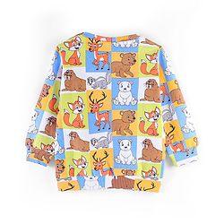 Babyhug Cotton Full Sleeves Sweatshirt Fox & Deer Print- Blue Green & Yellow - Image 17