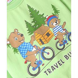 Babyhug Cotton Full Sleeves Sweatshirt With Bear Graphics- Light Green - Image 23