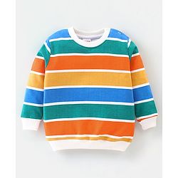 Babyhug Cotton Full Sleeves Sweatshirt With Text & Stripes Graphics Pack Of 2 - Multicolour - Image 4