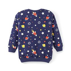 Babyhug Cotton Full Sleeves Sweatshirts With Outer Space Graphics Pack  Of 2- Blue & Red - Image 5