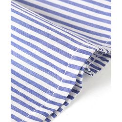 Babyhug Cotton Knit Frill Sleeves Striped Top & Leggings Set with Floral Embroidery & Print - Blue - Image 7