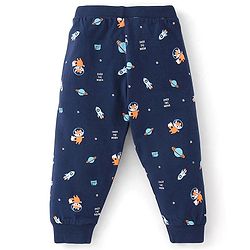 Babyhug Cotton Knit Full Length Lounge Pant Space Pack of 2 - Orange & Blue - Image 3