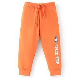 Babyhug Cotton Knit Full Length Lounge Pant Space Pack of 2 - Orange & Blue - Image 4