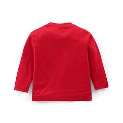 Babyhug Cotton Knit Full Sleeves Bear Print Night Suit - Red - Image 3