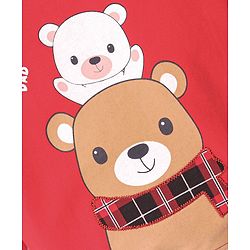 Babyhug Cotton Knit Full Sleeves Brushed Fleece Sweatshirt With Teddy Graphics & Applique Detailing - Red - Image 3