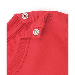 Babyhug Cotton Knit Full Sleeves Brushed Fleece Sweatshirt With Teddy Graphics & Applique Detailing - Red - Image 8