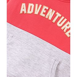 Babyhug Cotton Knit Full Sleeves Cut & Sew with Text Graphics Sweatshirt  - Red & Grey - Image 13