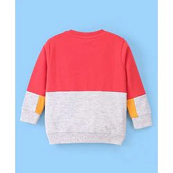 Babyhug Cotton Knit Full Sleeves Cut & Sew with Text Graphics Sweatshirt  - Red & Grey - Image 16