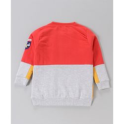 Babyhug Cotton Knit Full Sleeves Cut & Sew with Text Graphics Sweatshirt  - Red & Grey - Image 18