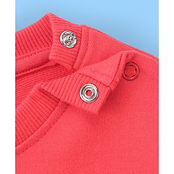 Babyhug Cotton Knit Full Sleeves Cut & Sew with Text Graphics Sweatshirt  - Red & Grey - Image 5