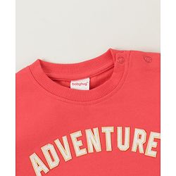 Babyhug Cotton Knit Full Sleeves Cut & Sew with Text Graphics Sweatshirt  - Red & Grey - Image 8