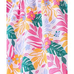 Babyhug Cotton Knit Full Sleeves Frock Leafy Print - Multicolor - Image 3