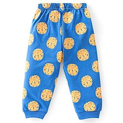 Babyhug Cotton Knit Full Sleeves Lion Printed Night Suit - Blue - Image 5