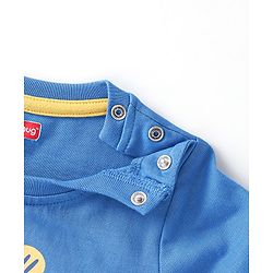 Babyhug Cotton Knit Full Sleeves Lion Printed Night Suit - Blue - Image 7