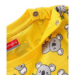 Babyhug Cotton Knit Full Sleeves Night Suit Koala Print - Yellow - Image 5