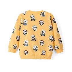 Babyhug Cotton Knit Full Sleeves Panda & Text Graphics Sweatshirts Pack of 2 - Blue & Yellow - Image 5