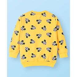 Babyhug Cotton Knit Full Sleeves Sweatshirt With Mickey Mouse Graphics - Yellow & Blue - Image 3