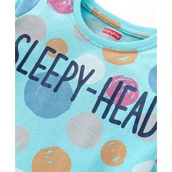 Babyhug Cotton Knit Full Sleeves Text Printed Night Suit - Blue - Image 6