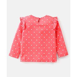 Babyhug Cotton Knit Full Sleeves Top with Floral & Polka Dots Print Pack of 3 - Pink Blue & Dark Pink - Image 12