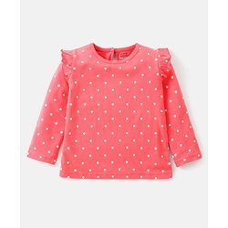 Babyhug Cotton Knit Full Sleeves Top with Floral & Polka Dots Print Pack of 3 - Pink Blue & Dark Pink - Image 4