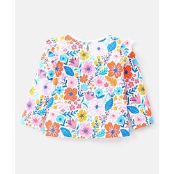 Babyhug Cotton Knit Full Sleeves Top with Floral & Polka Dots Print Pack of 3 - Pink Blue & Dark Pink - Image 7