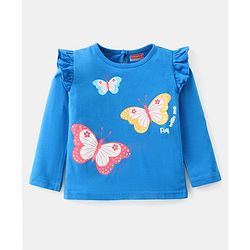 Babyhug Cotton Knit Full Sleeves Top with Floral & Polka Dots Print Pack of 3 - Pink Blue & Dark Pink - Image 9