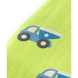 Babyhug Cotton Knit Full Sleeves Trucks Printed Night Suit - Green - Image 6