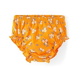 Babyhug Cotton Knit Half Sleeves Floral Print Frock with Bloomer & Headband - Yellow - Image 4