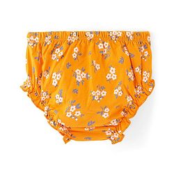 Babyhug Cotton Knit Half Sleeves Floral Print Frock with Bloomer & Headband - Yellow - Image 5