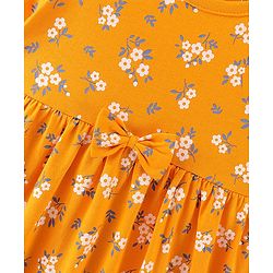 Babyhug Cotton Knit Half Sleeves Floral Print Frock with Bloomer & Headband - Yellow - Image 7