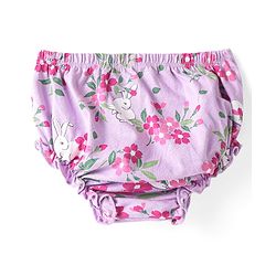 Babyhug Cotton Knit Half Sleeves Floral Print Frock with Frill Detailing & Bloomer - Lilac - Image 5