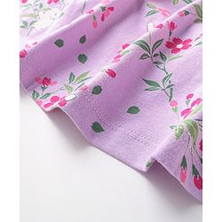 Babyhug Cotton Knit Half Sleeves Floral Print Frock with Frill Detailing & Bloomer - Lilac - Image 7