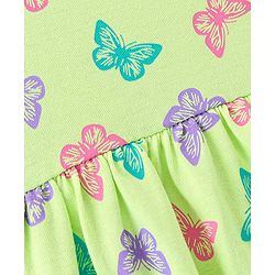 Babyhug Cotton Knit Half Sleeves Frock with Bloomer & Headband Butterfly Printed - Green - Image 15