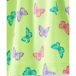 Babyhug Cotton Knit Half Sleeves Frock with Bloomer & Headband Butterfly Printed - Green - Image 16